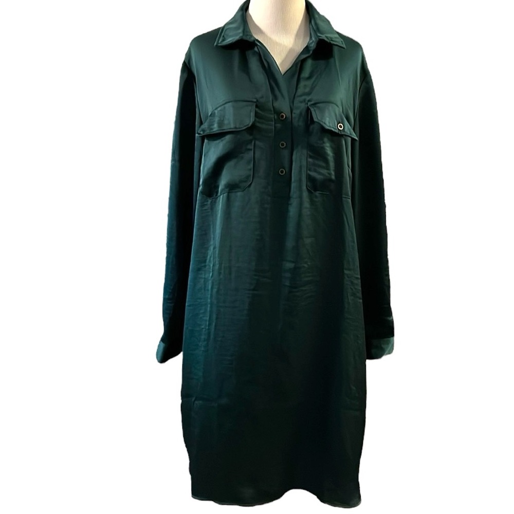 LUCKY BRAND LONG SLEEVE TUNIC SHIRT DRESS SEA GREEN SIZE LARGE NEW WITH TAGS